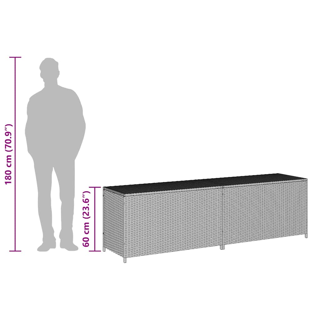 Fekete polyrattan kerti tárolóláda 200 x 50 x 60 cm 9