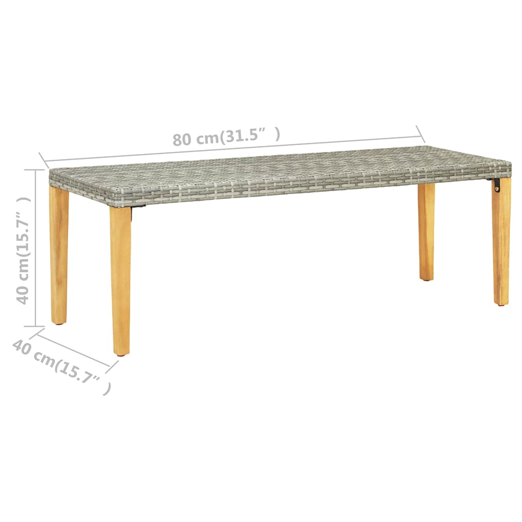 Szürke polyrattan kerti pad 80 cm 5