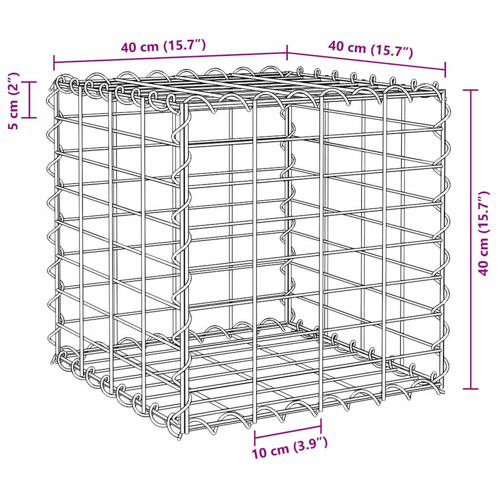 Kocka alakú acélhuzal gabion magaságyás 40 x 40 x 40 cm 6