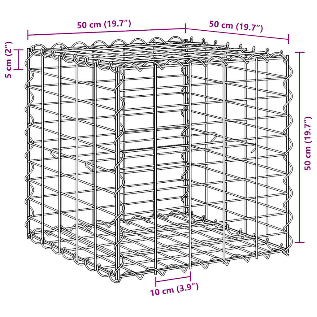 Kocka alakú acélhuzal gabion magaságyás 50 x 50 x 50 cm 6