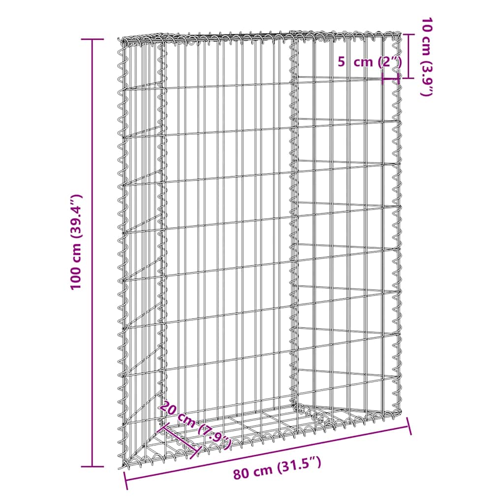 Trapéz alakú horganyzott acél gabion magaságyás 80x20x100 cm 10
