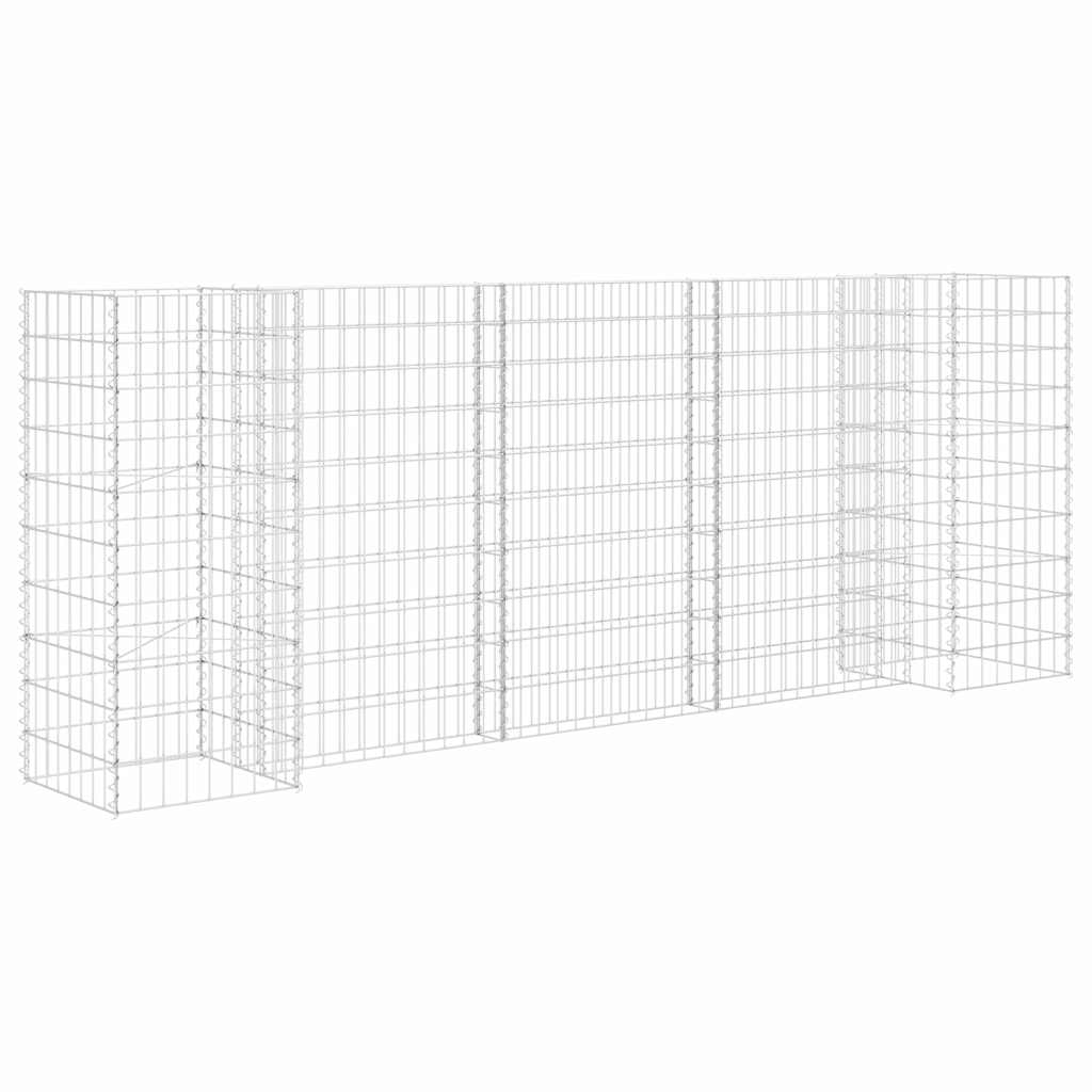 H alakú acéldrót virágtartó gabion 260 x 40 x 100 cm 2
