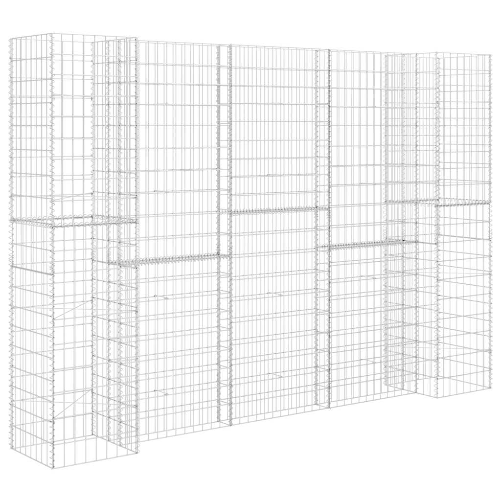 H alakú acéldrót virágtartó gabion 260 x 40 x 200 cm 2