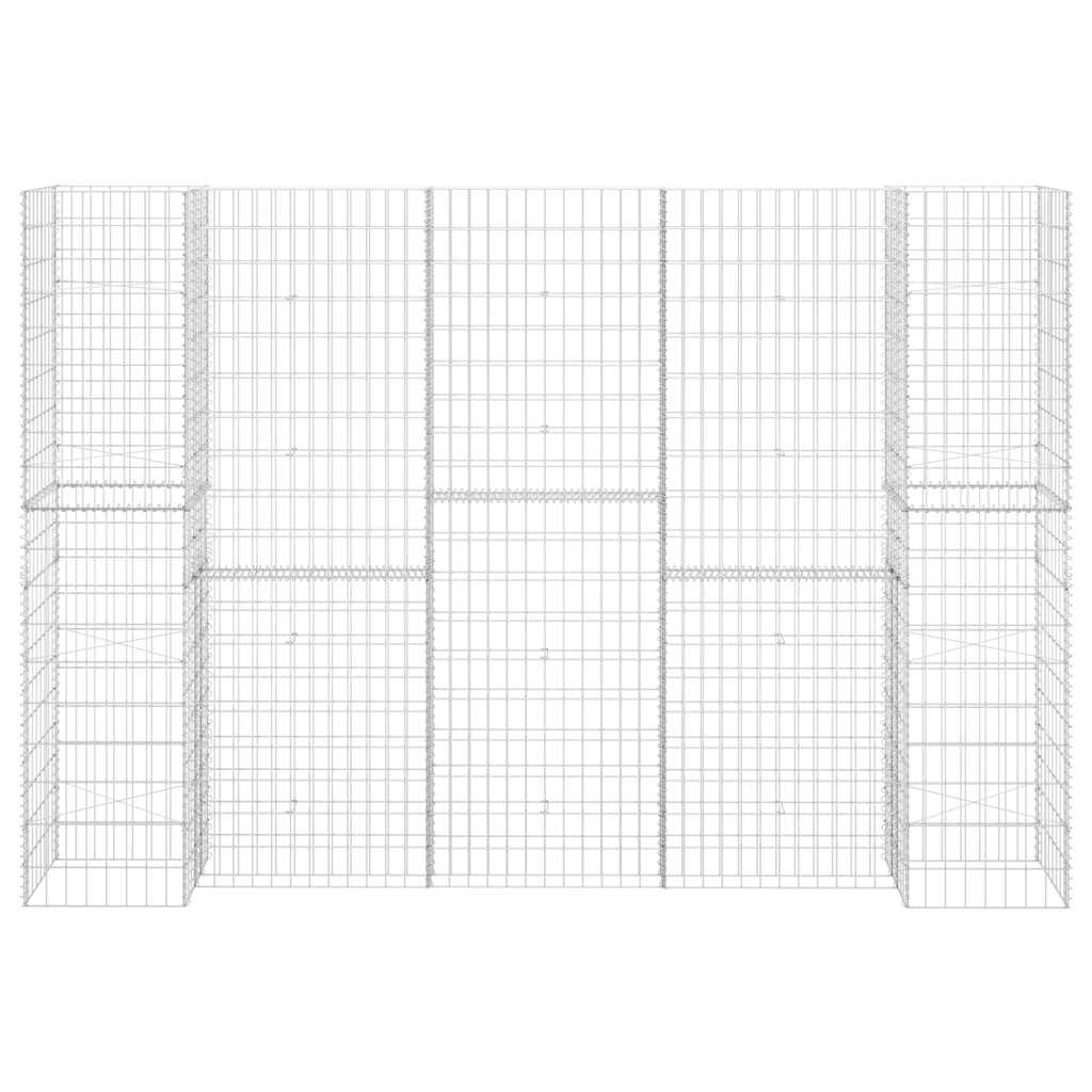 H alakú acéldrót virágtartó gabion 260 x 40 x 200 cm 3