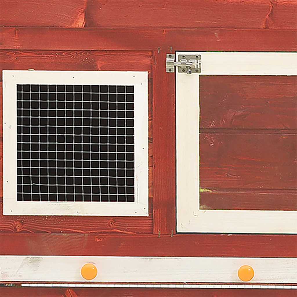 Piros és fehér tömör fenyő nyúlketrec 140 x 63 x 120 cm 6