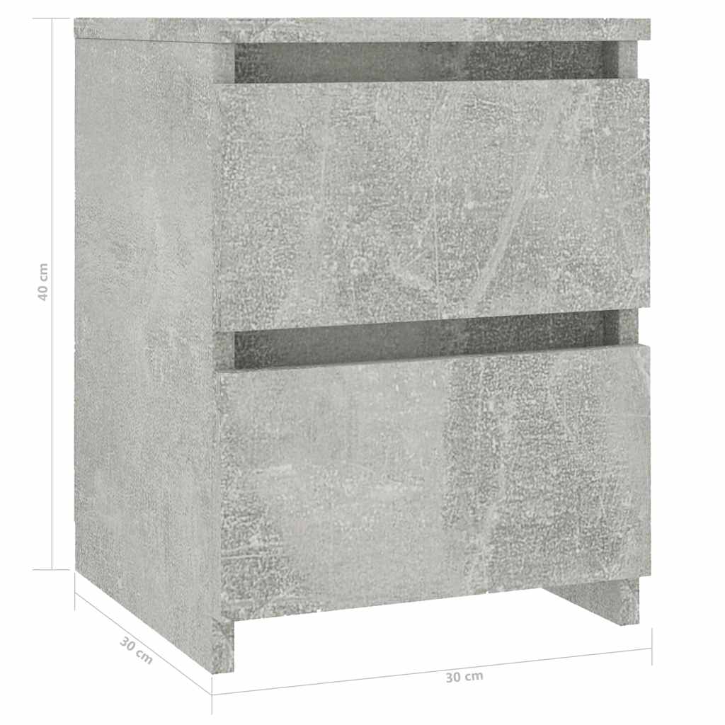 2 db betonszürke szerelt fa éjjeliszekrény 30 x 30 x 40 cm 6