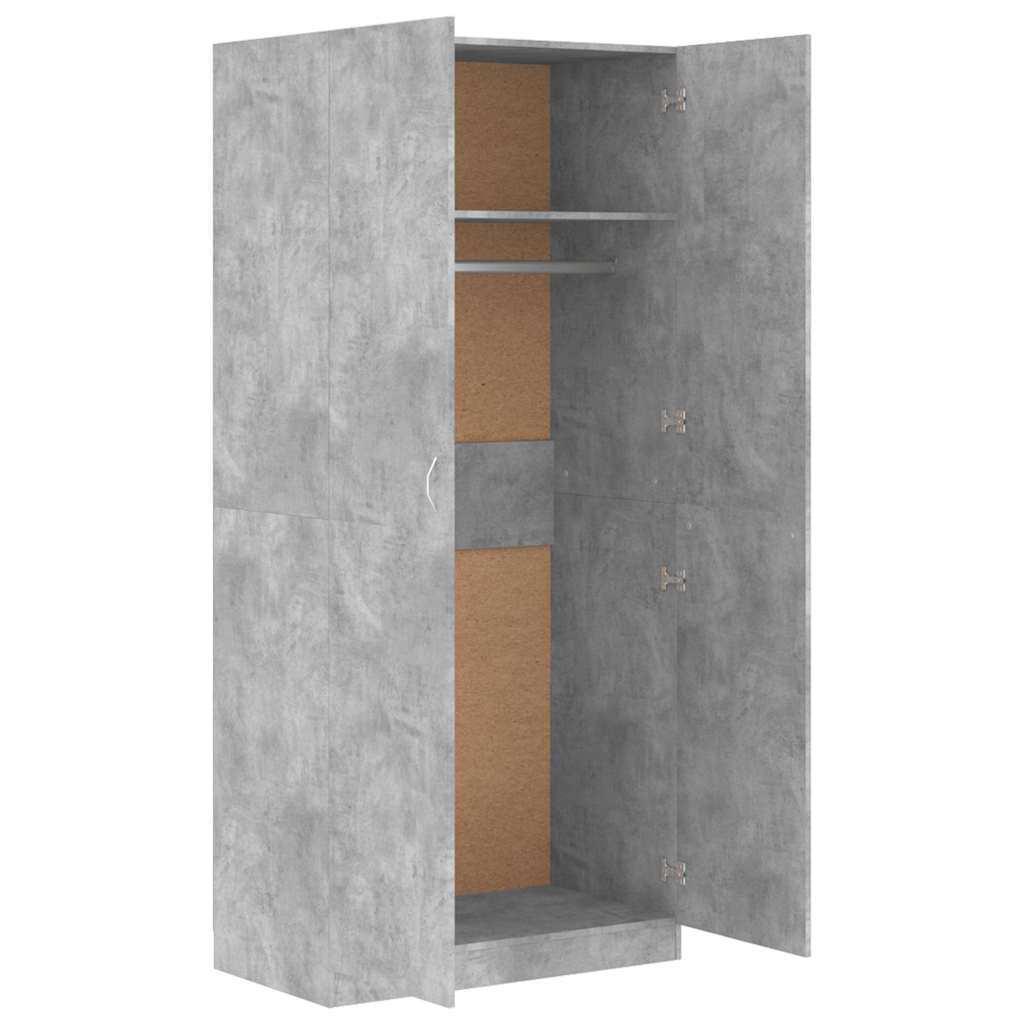 Betonszürke szerelt fa ruhásszekrény 90 x 52 x 200 cm 6