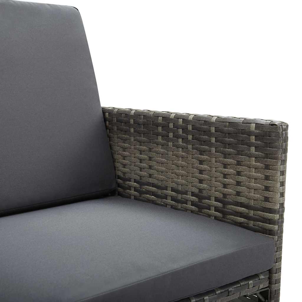 5-részes szürke kültéri polyrattan étkezőszett párnákkal 11