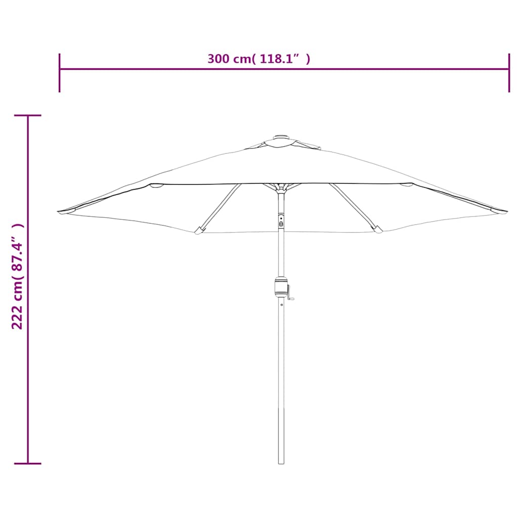 Azúrkék kültéri napernyő fémrúddal 300 cm 8