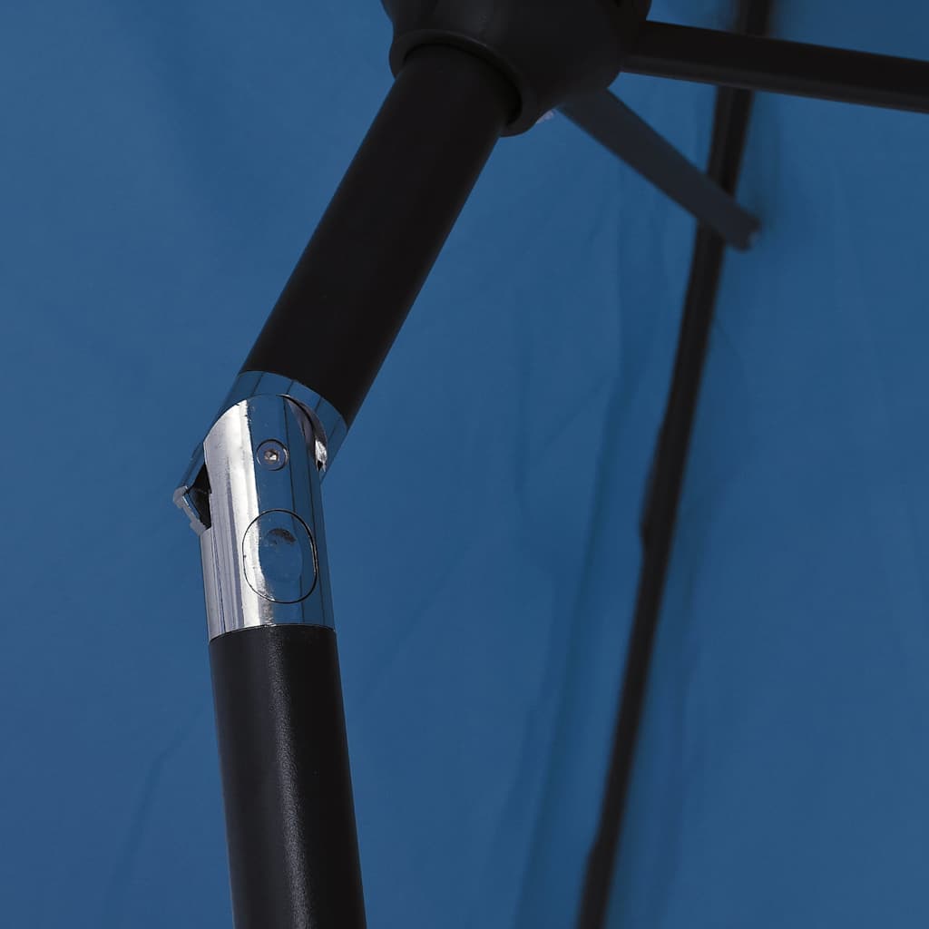 Azúrkék kültéri napernyő LED-fényekkel és acélrúddal, 300 cm 8