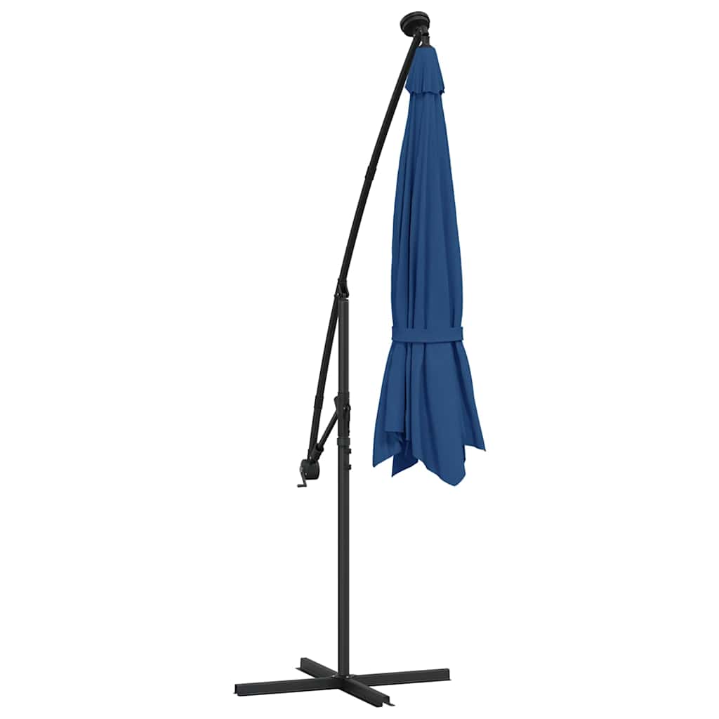 Azúrkék konzolos napernyő LED-fényekkel és acélrúddal 300 cm 8