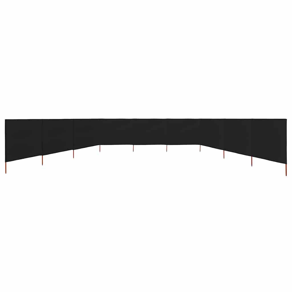Fekete 9 paneles szövet szélfogó 1200 x 160 cm 3