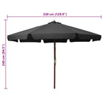Antracitszürke kültéri napernyő farúddal 330 cm 5
