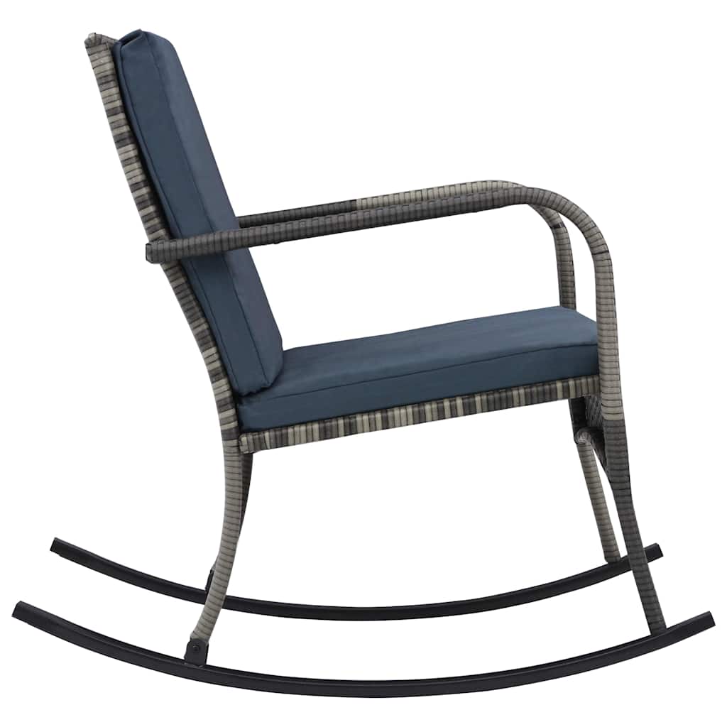 Antracitszürke polyrattan kerti hintaszék 3