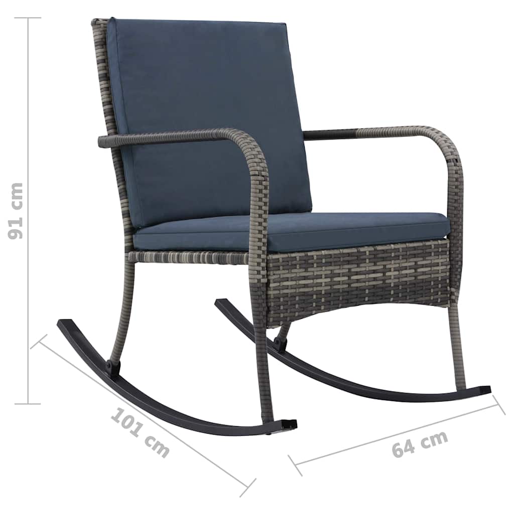 Antracitszürke polyrattan kerti hintaszék 7