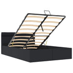 Fekete műbőr LED-es hidraulikus ágykeret 140 x 200 cm 9