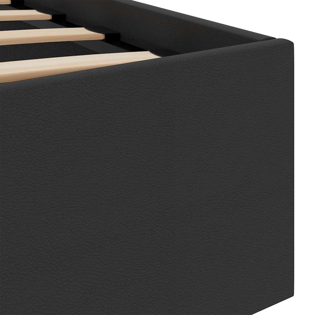 Fekete műbőr LED-es hidraulikus ágykeret 140 x 200 cm 10