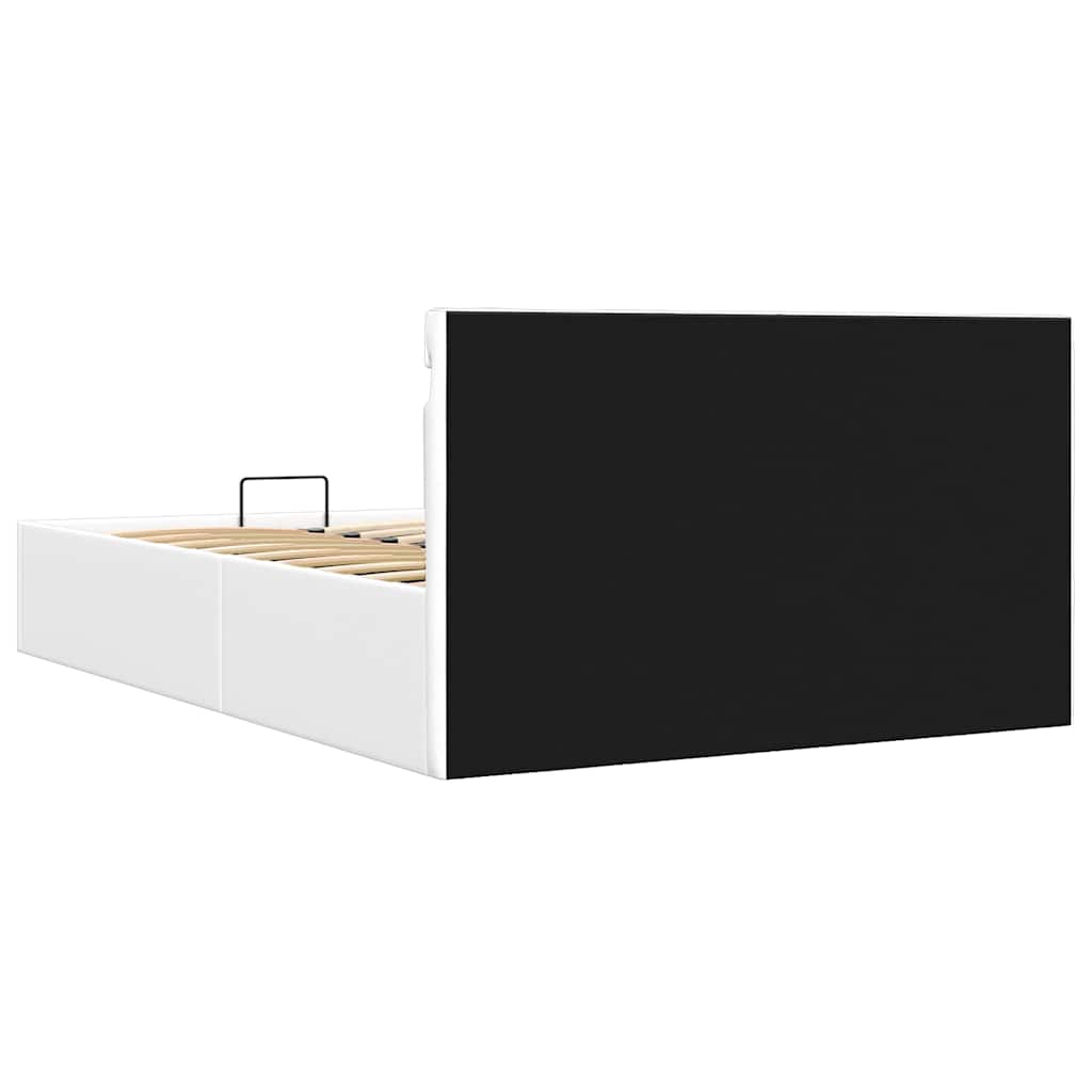 Fehér műbőr LED-es hidraulikus ágykeret 120 x 200 cm 8