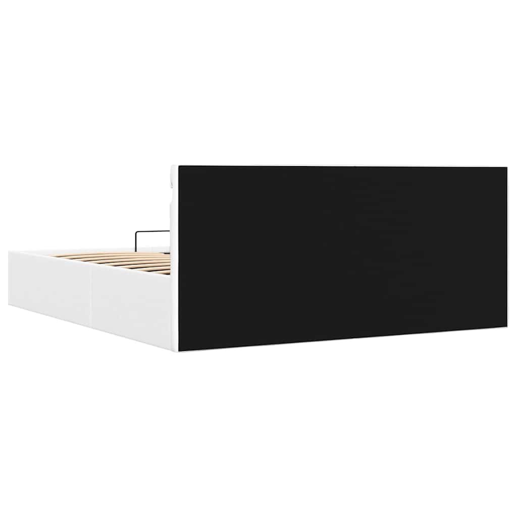 Fehér műbőr LED-es hidraulikus ágykeret 180 x 200 cm 8