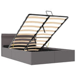 Szürke műbőr LED-es hidraulikus ágykeret 140 x 200 cm 9