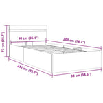 Kávészínű műbőr LED-es hidraulikus ágykeret 90 x 200 cm 13