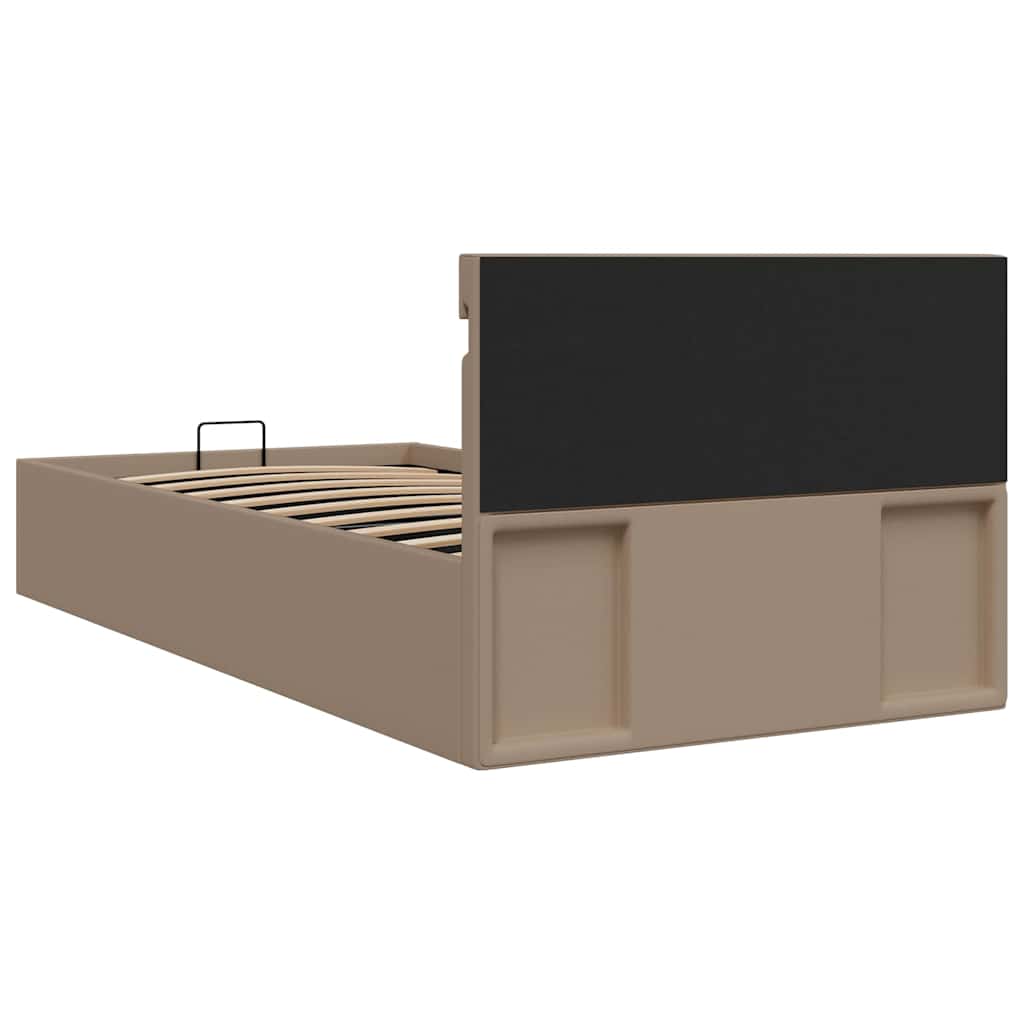 Kávészínű műbőr LED-es hidraulikus ágykeret 90 x 200 cm 8