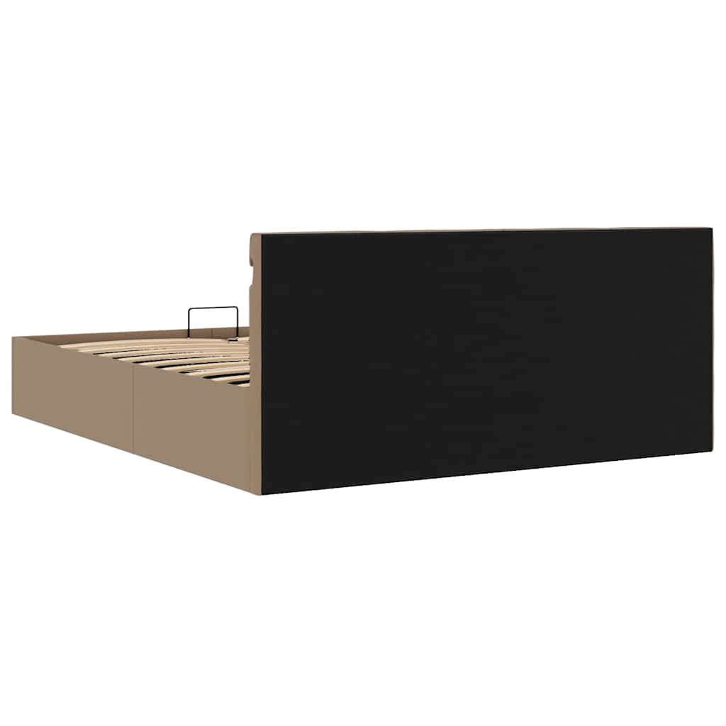 Kávészínű műbőr LED-es hidraulikus ágykeret 160 x 200 cm 8