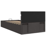 Sötétszürke LED-es szövetágy hidraulikus tárolóval 100 x 200 cm 8