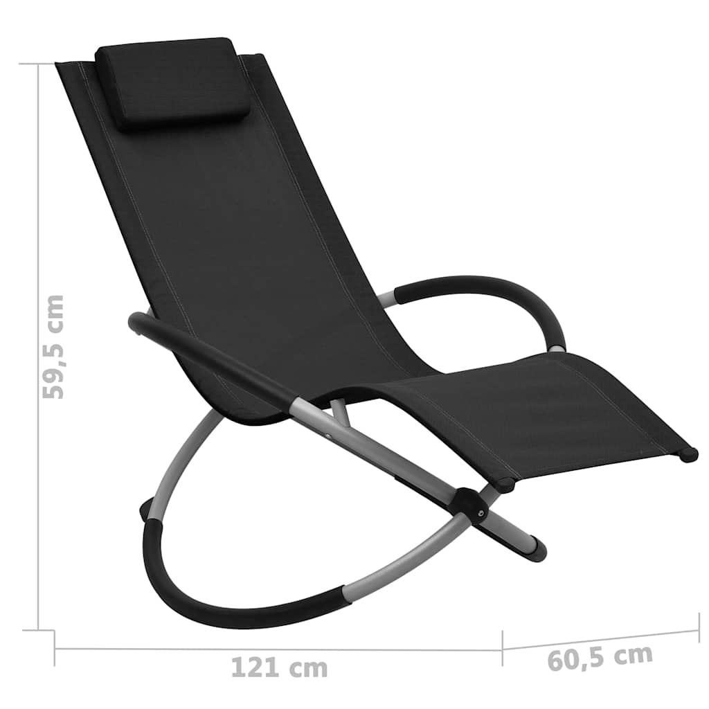 Fekete acél gyerek napozóágy 6