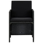 9 részes fekete polyrattan kültéri étkezőszett párnákkal 4