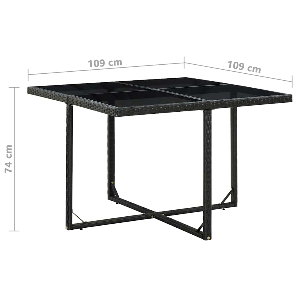 9 részes fekete polyrattan kültéri étkezőszett párnákkal 8