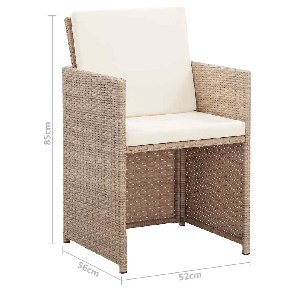 15 részes bézs polyrattan kültéri étkezőszett párnákkal 14