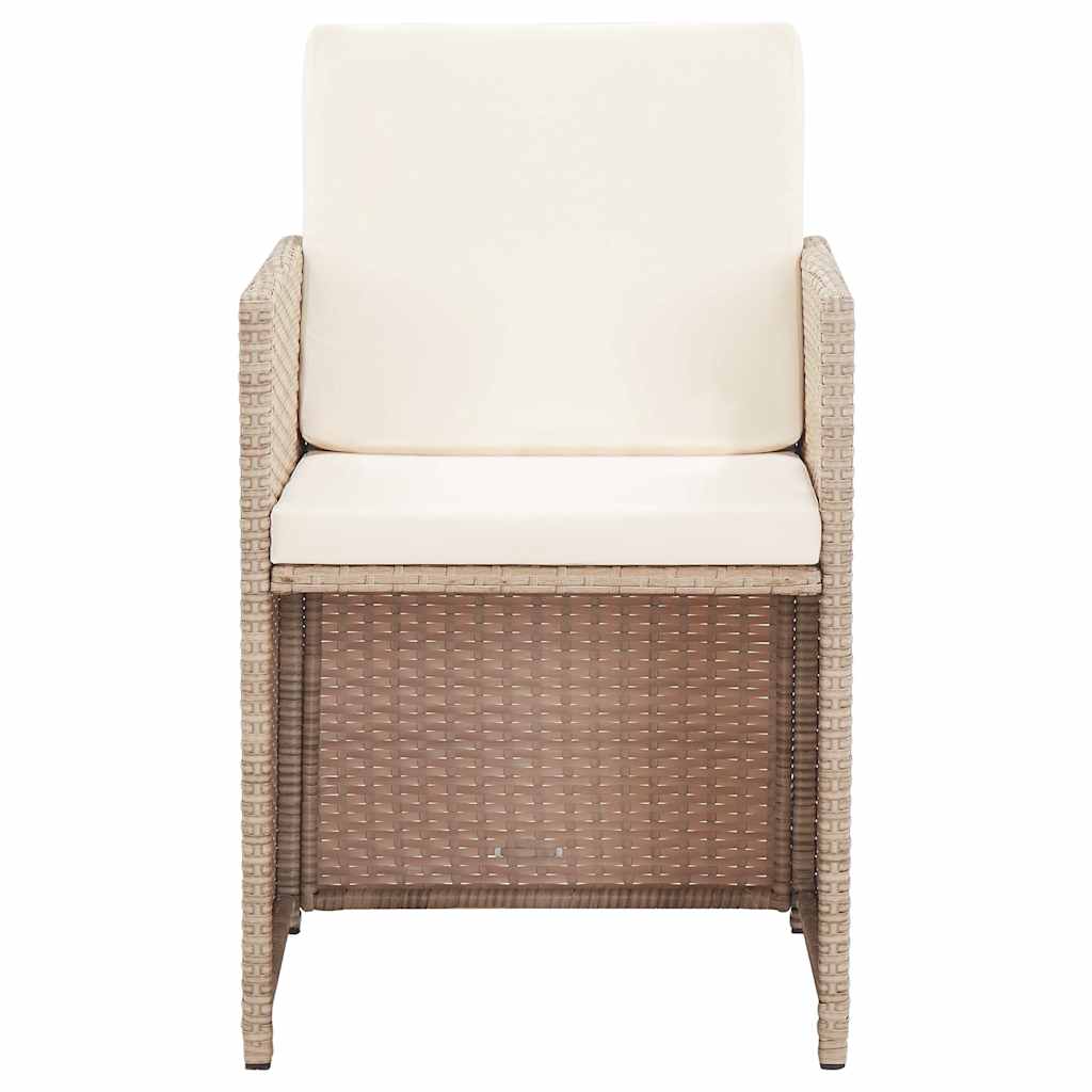 15 részes bézs polyrattan kültéri étkezőszett párnákkal 7