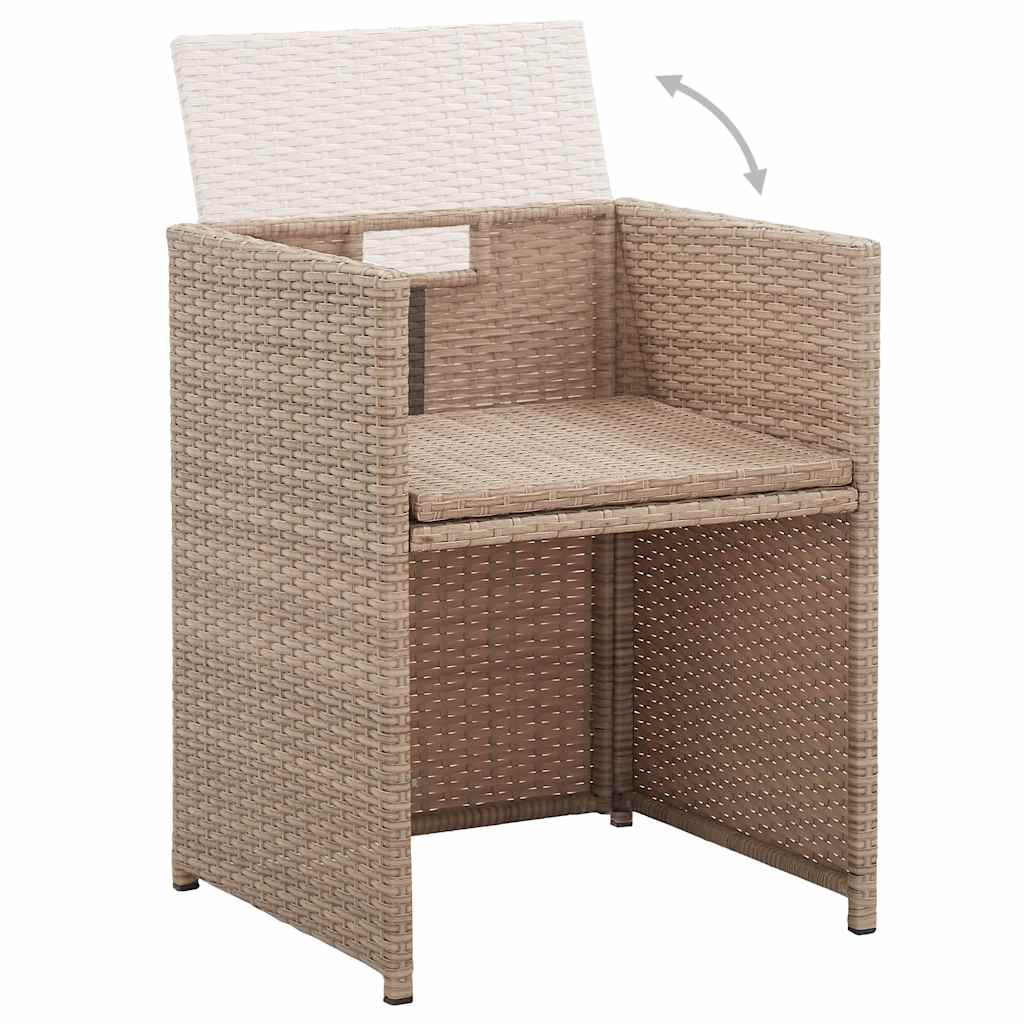17 részes bézs polyrattan kültéri étkezőszett párnákkal 10