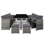 17 részes szürke polyrattan kültéri étkezőgarnitúra párnákkal 3