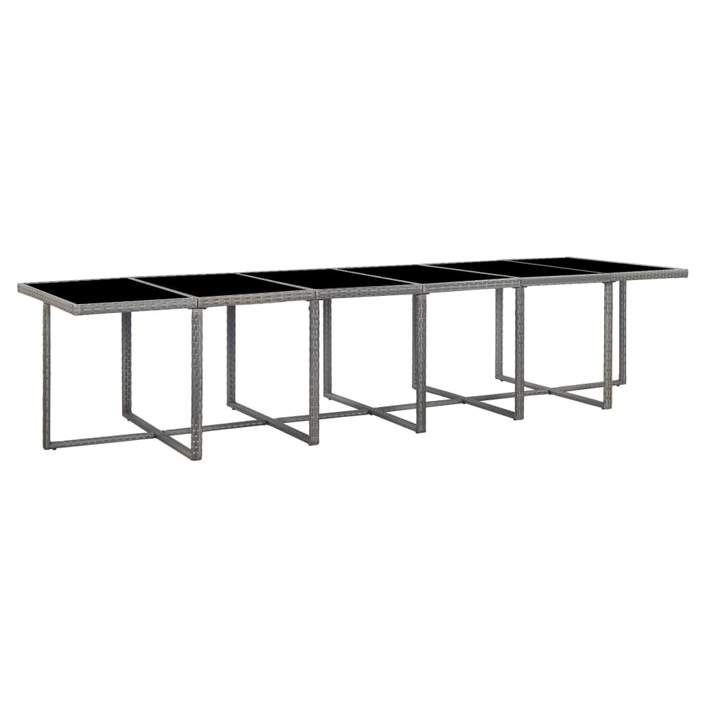 17 részes szürke polyrattan kültéri étkezőgarnitúra párnákkal 4