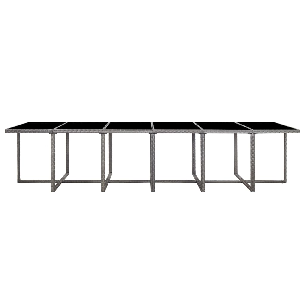 17 részes szürke polyrattan kültéri étkezőgarnitúra párnákkal 5