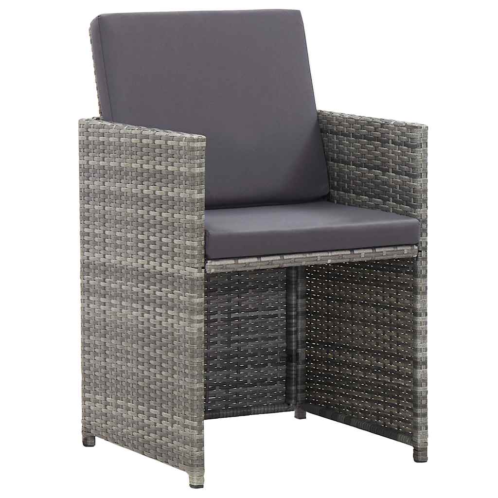 17 részes szürke polyrattan kültéri étkezőgarnitúra párnákkal 7