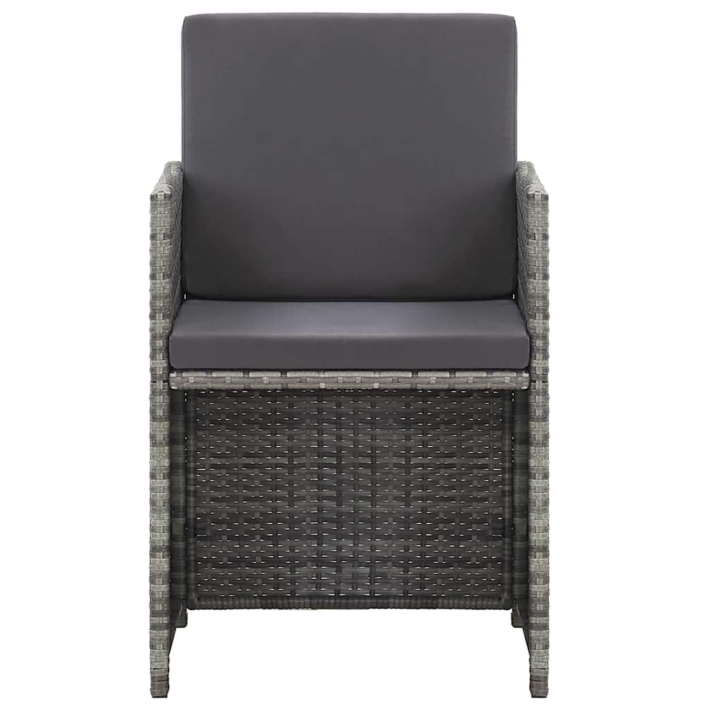 17 részes szürke polyrattan kültéri étkezőgarnitúra párnákkal 8