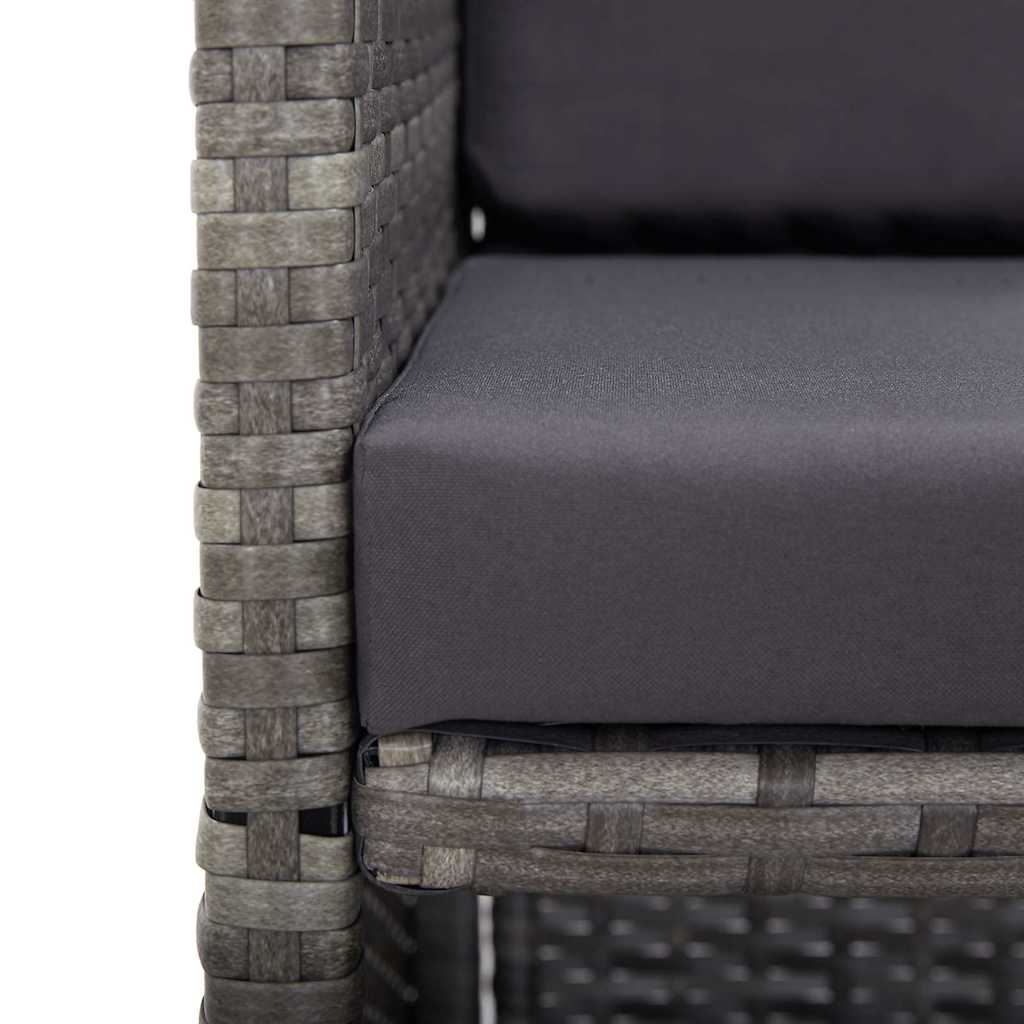 17 részes szürke polyrattan kültéri étkezőgarnitúra párnákkal 9