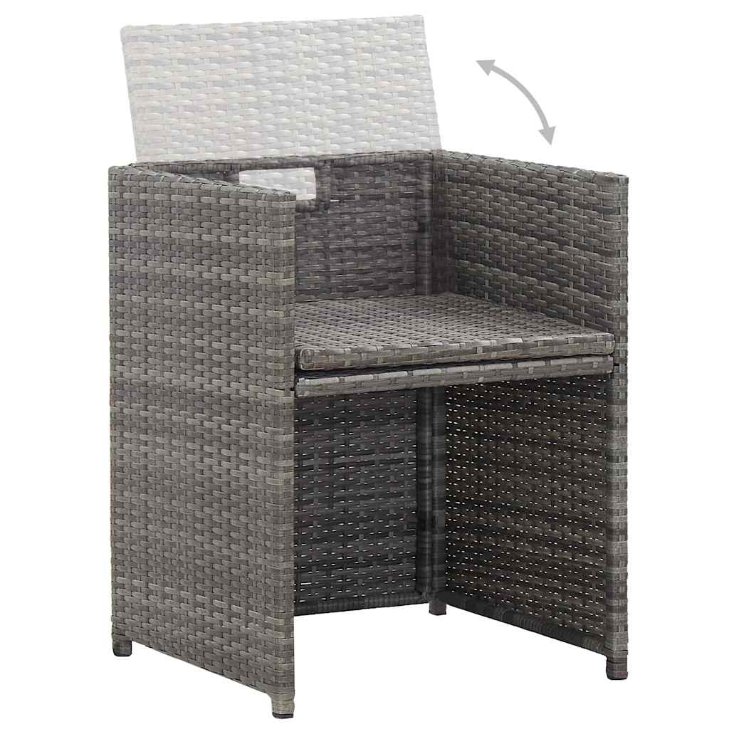 17 részes szürke polyrattan kültéri étkezőgarnitúra párnákkal 10
