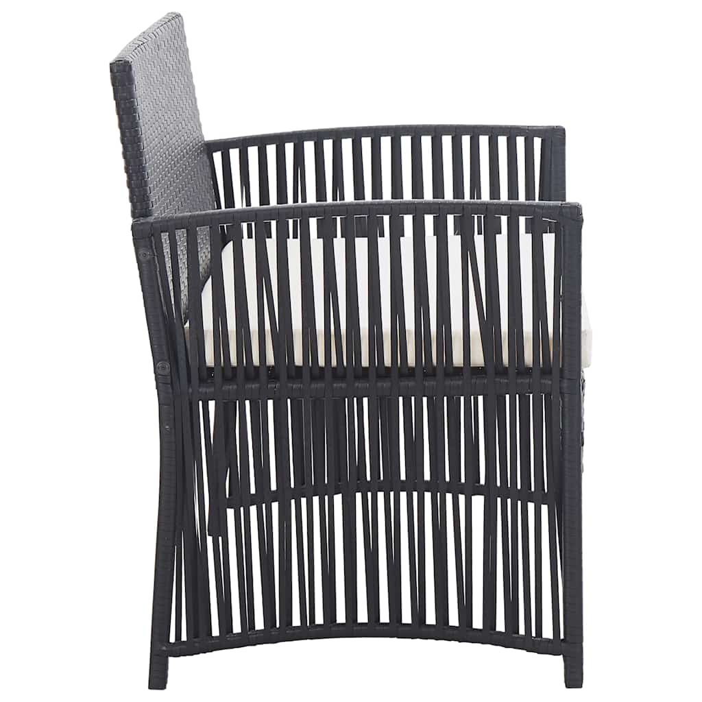 4-részes fekete kerti polyrattan bútorszett párnákkal 5