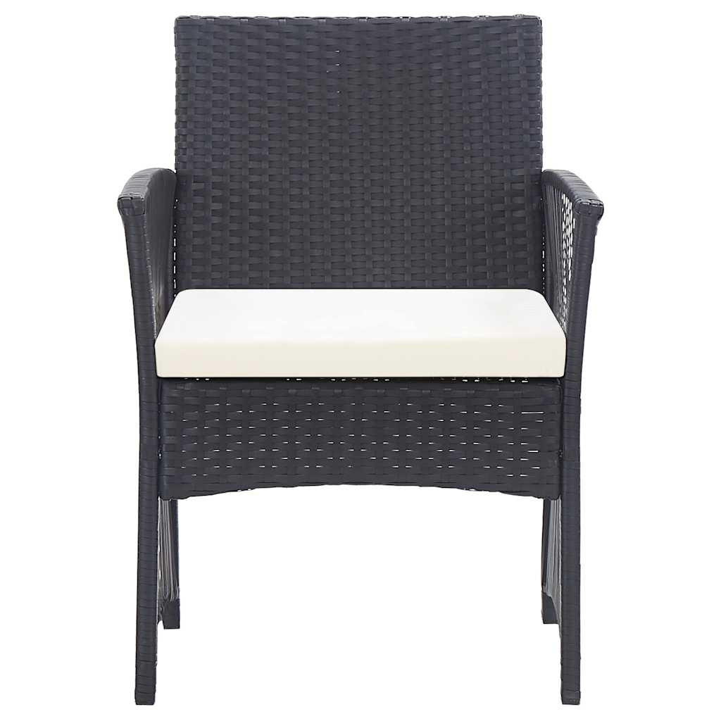 4-részes fekete kerti polyrattan bútorszett párnákkal 8