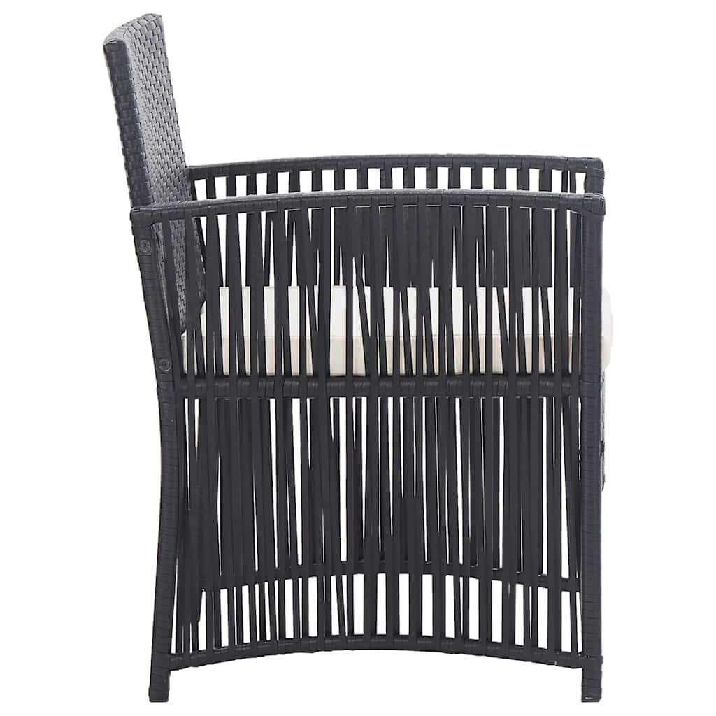 4-részes fekete kerti polyrattan bútorszett párnákkal 9