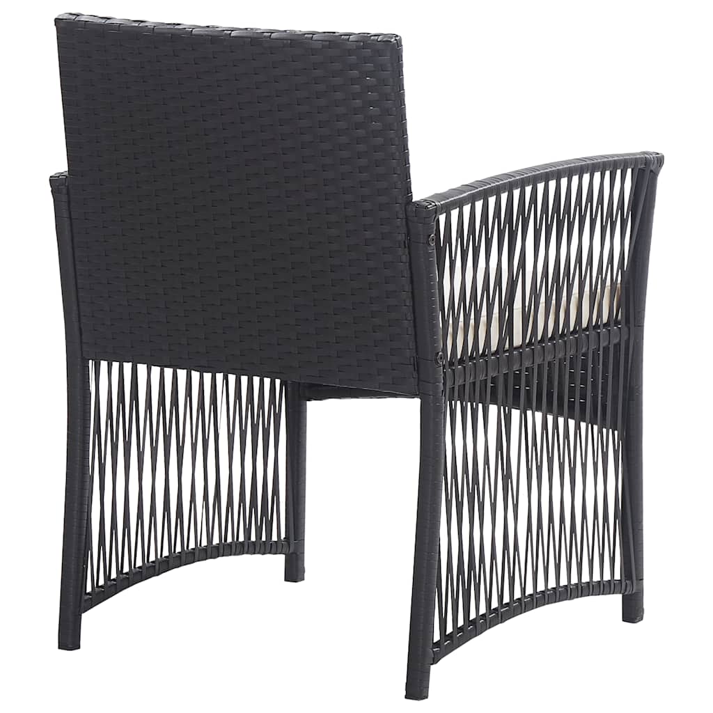 4-részes fekete kerti polyrattan bútorszett párnákkal 10