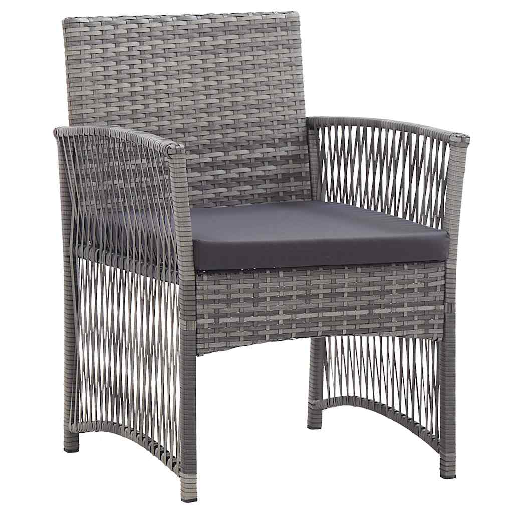 2 db antracitszürke polyrattan kerti fotel párnákkal 2