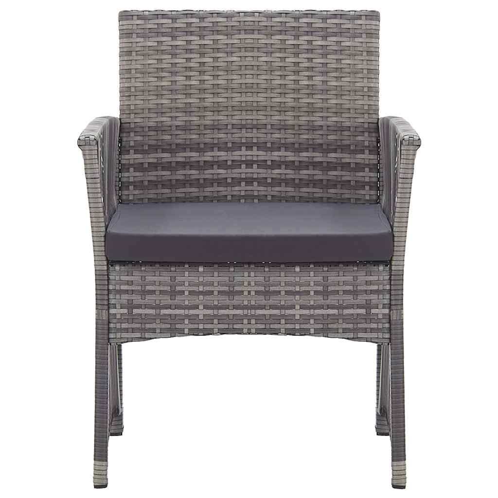 2 db antracitszürke polyrattan kerti fotel párnákkal 3