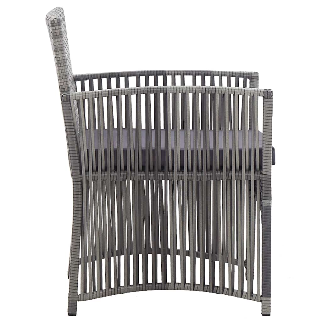 2 db antracitszürke polyrattan kerti fotel párnákkal 4