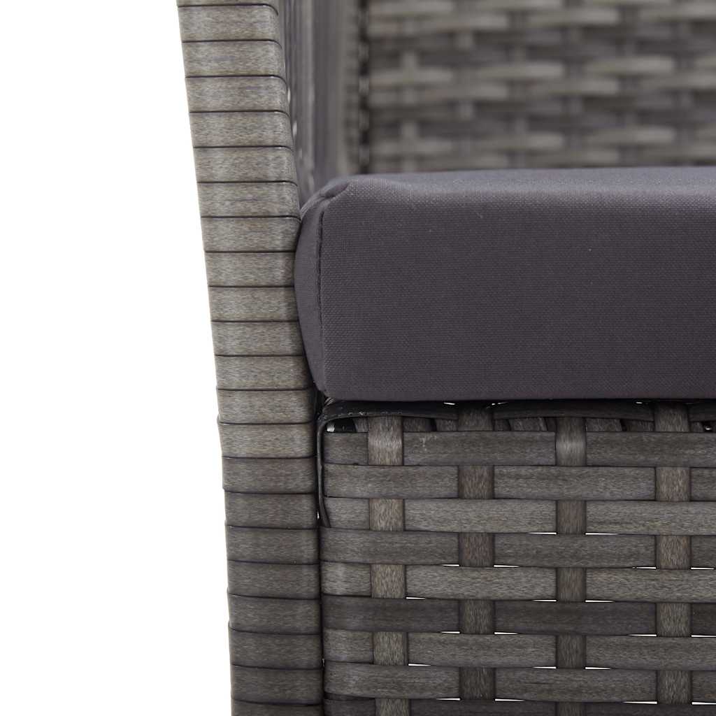 2 db antracitszürke polyrattan kerti fotel párnákkal 6
