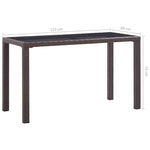 Barna polyrattan kerti asztal 123 x 60 x 74 cm 5